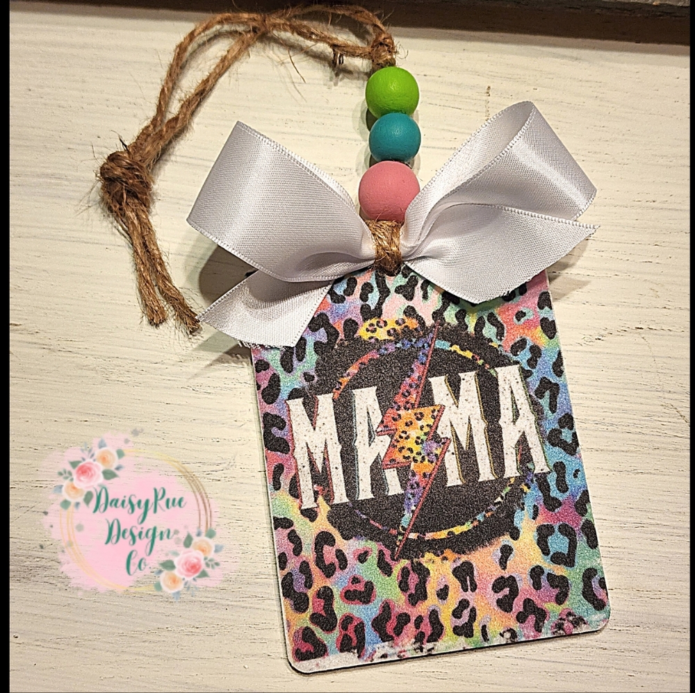 Mama Rainbow Leopard Felt Car Air Freshie